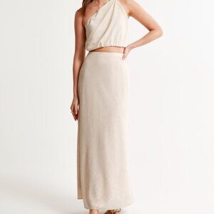 NWOT Abercrombie Crinkle Textured Column Maxi Skirt